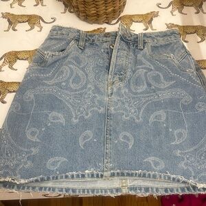 Jonathan Simkhai Light Blue Paisley Denim Mini Skirt - size 25
